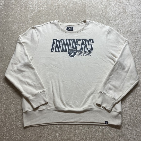 Las Vegas Raiders Sweater Mens 2XL Cream‎ NFL Football Pullover Crewneck '47 - Picture 1 of 10